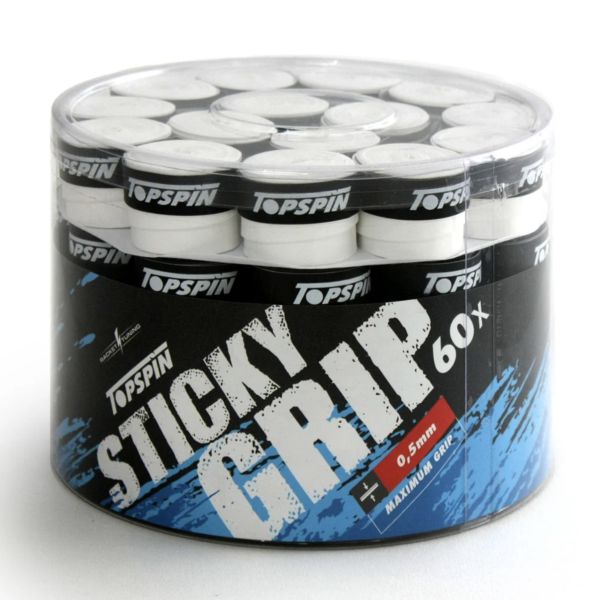 Topspin Sticky Tennis Overgrips - 0.50mm x 60 TOSGO60M-WH